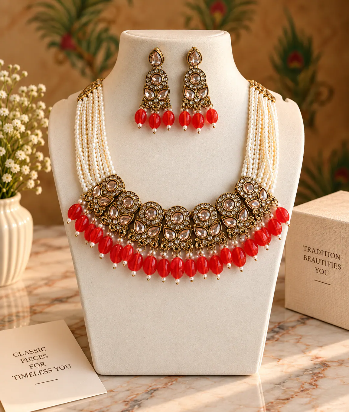 Ruby Kundan Dull Golden Set catalogue image