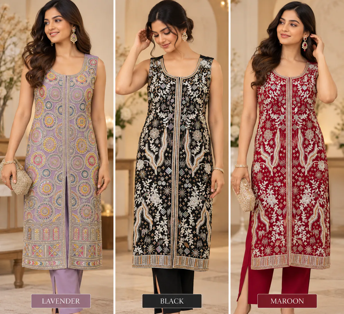 Partywear Handwork Indo-Western Set with Sleeves catalogue image